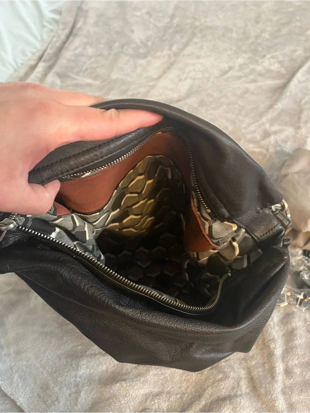 Liebeskind Black Leather Shoulder Bag with Braided Trim